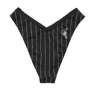 Lurking Class pinstriped high leg bikini bottoms